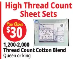 Ocean State Job Lot High Thread Count Sheet Sets 1,200-2,000 Thread Count Cotton Blend Queen or king offer