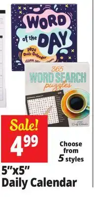 Ocean State Job Lot 5x5 Daily Calendar offer