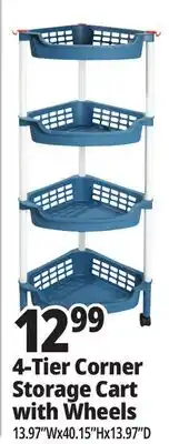 Ocean State Job Lot 4-Tier Corner Storage Cart with Wheels offer