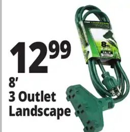 Ocean State Job Lot Prime Medium Duty 3 Outlet Landscape Extension Cord 8' offer