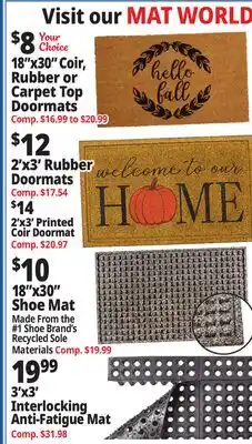 Ocean State Job Lot 18x30 Coir, Rubber or Carpet Top Doormats offer