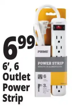 Ocean State Job Lot Prime 6 Outlet Power Strip 3' offer