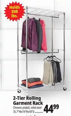 Ocean State Job Lot 2-Tier Rolling Garment Rack offer