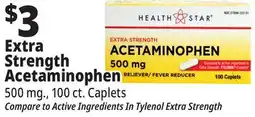 Ocean State Job Lot Health Star 500 mg Acetaminophen Pain Reliever 100 Caplets offer