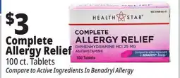 Ocean State Job Lot Health Star 25 mg Complete Allergy Relief 100 Tablets offer