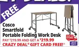 Ocean State Job Lot Cosco Smartfold Portable Folding Work Desk Tan offer