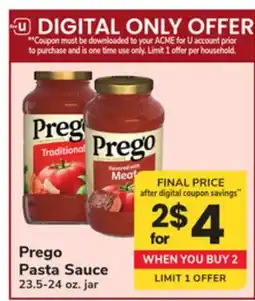 ACME Prego Pasta Sauce offer