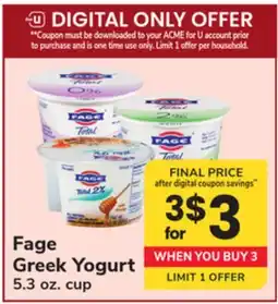 ACME Fage Greek Yogurt offer