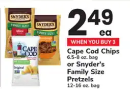 ACME Cape Cod Chips 6.5-8 oz. bag or Snyder's Family Size Pretzels 12-16 oz. bag offer