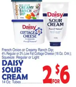 Bravo Supermarkets DAISY SOUR CREAM, 14 Oz. Tubes offer