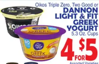 Bravo Supermarkets DANNON LIGHT & FIT GREEK YOGURT offer