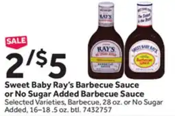 Stop&Shop Sweet Baby Ray's Barbecue Sauce or No Sugar Added Barbecue Sauce offer