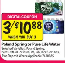 Stop&Shop Poland Spring or Pure Life Water offer