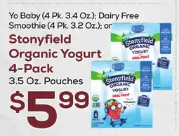 DeCicco & Sons Stonyfield Organic Yogurt 4-Pack 3.5 Oz. Pouches offer