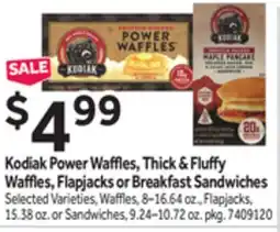 Stop&Shop Kodiak Power Waffles, Thick & Fluffy Waffles, Flapjacks or Breakfast Sandwiches offer