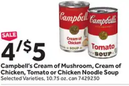 Stop&Shop Campbell's Cream of Mushroom, Cream of Chicken, Tomato or Chicken Noodle Soup offer