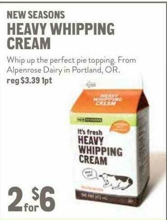 New Seasons Market Heavy Whipping Cream offer