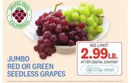 Kings Food Markets JUMBO RED OR GREEN SEEDLESS GRAPES offer