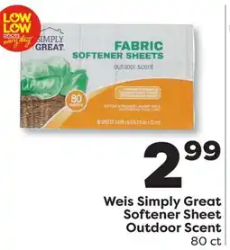 Weis Markets Weis Simply Great Softener Sheet Outdoor Scent offer