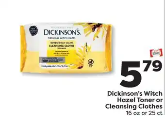 Weis Markets Dickinson's Witch Hazel Toner or Cleansing Clothes offer