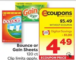 Weis Markets Bounce or Gain Sheets offer