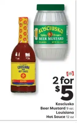 Weis Markets Kosciusko Beer Mustard 9 oz Louisiana Hot Sauce 12 oz offer