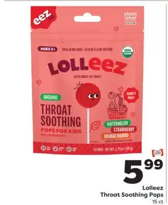 Weis Markets Lolleez Throat Soothing Pops offer