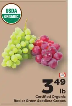 Weis Markets Certified Organic Red or Green Seedless Grapes offer