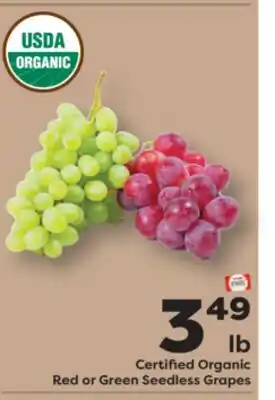 Weis Markets Certified Organic Red or Green Seedless Grapes offer