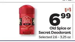Weis Markets Old Spice or Secret Deodorant offer