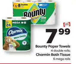 Weis Markets Bounty Paper Towels 4 double rolls Charmin Bath Tissue 6 mega rolls offer