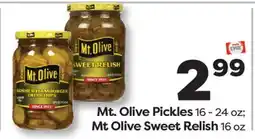 Weis Markets Mt. Olive Pickles 16-24 oz Mt Olive Sweet Relish 16 oz offer