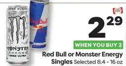 Weis Markets Red Bull or Monster Energy Singles offer