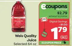 Weis Markets Weis Quality Juice offer