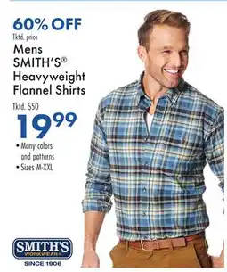 Boscov's Mens SMITH'S Heavyweight Flannel Shirts offer
