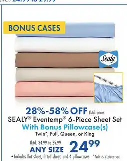 Boscov's SEALY Eventemp 6-Piece Sheet Set With Bonus Pillowcase(s) offer