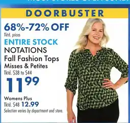 Boscov's ENTIRE STOCK NOTATIONS Fall Fashion Tops offer