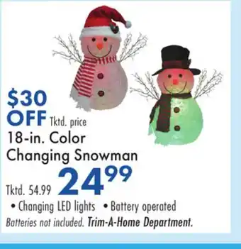 Boscov's 18-in. Color Changing Snowman offer