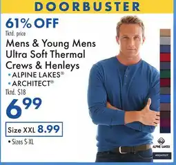 Boscov's Mens & Young Mens Ultra Soft Thermal Crews & Henleys offer