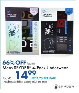 Boscov's Mens SPYDER 4-Pack Underwear offer