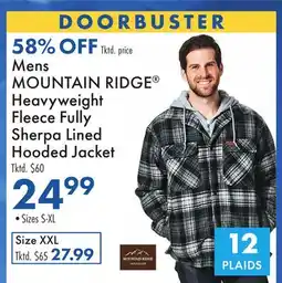 Boscov's Mens MOUNTAIN RIDGE Heavyweight Fleece Fully Sherpa Lined Hooded Jacket offer
