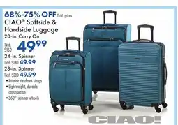 Boscov's CIAO Softside & Hardside Luggage offer