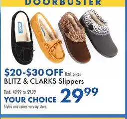Boscov's BLITZ & CLARKS Slippers offer