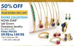 Boscov's NOVA STAR Lab Grown Gemstone Jewelry offer