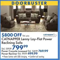 Boscov's CATNAPPER Lenny Lay-Flat Power Reclining Sofa offer