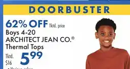 Boscov's Boys 4-20 ARCHITECT JEAN CO. Thermal Tops offer