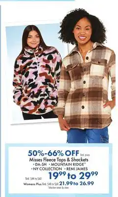 Boscov's Misses Fleece Tops & Shackets offer