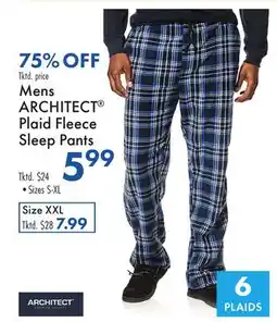 Boscov's Mens ARCHITECT Plaid Fleece Sleep Pants offer