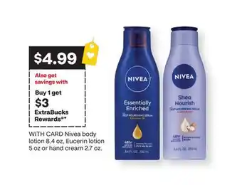 CVS Nivea body lotion 8.4 oz, Eucerin lotion 5 oz or hand cream 2.7 oz offer
