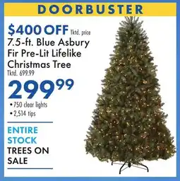 Boscov's 7.5-ft. Blue Asbury Fir Pre-Lit Lifelike Christmas Tree offer